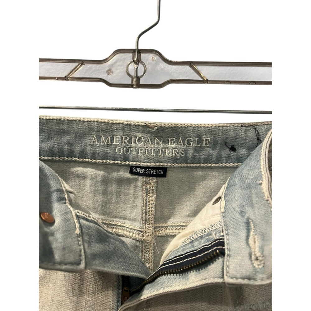 American Eagle Hi Rise Shortie Super Stretch Denim Shorts Size 2 Lace Pockets - Picture 5 of 8